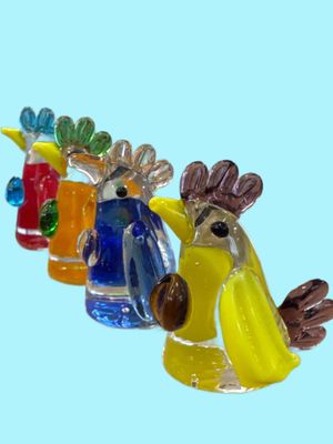 Hand-Blown Glass Chickens – Assorted Colors