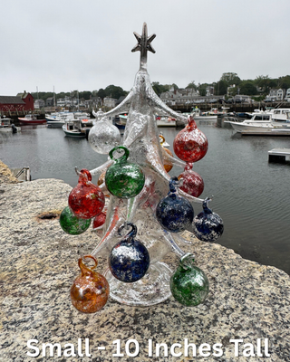 Hand-Blown Silver Glass Christmas Tree
