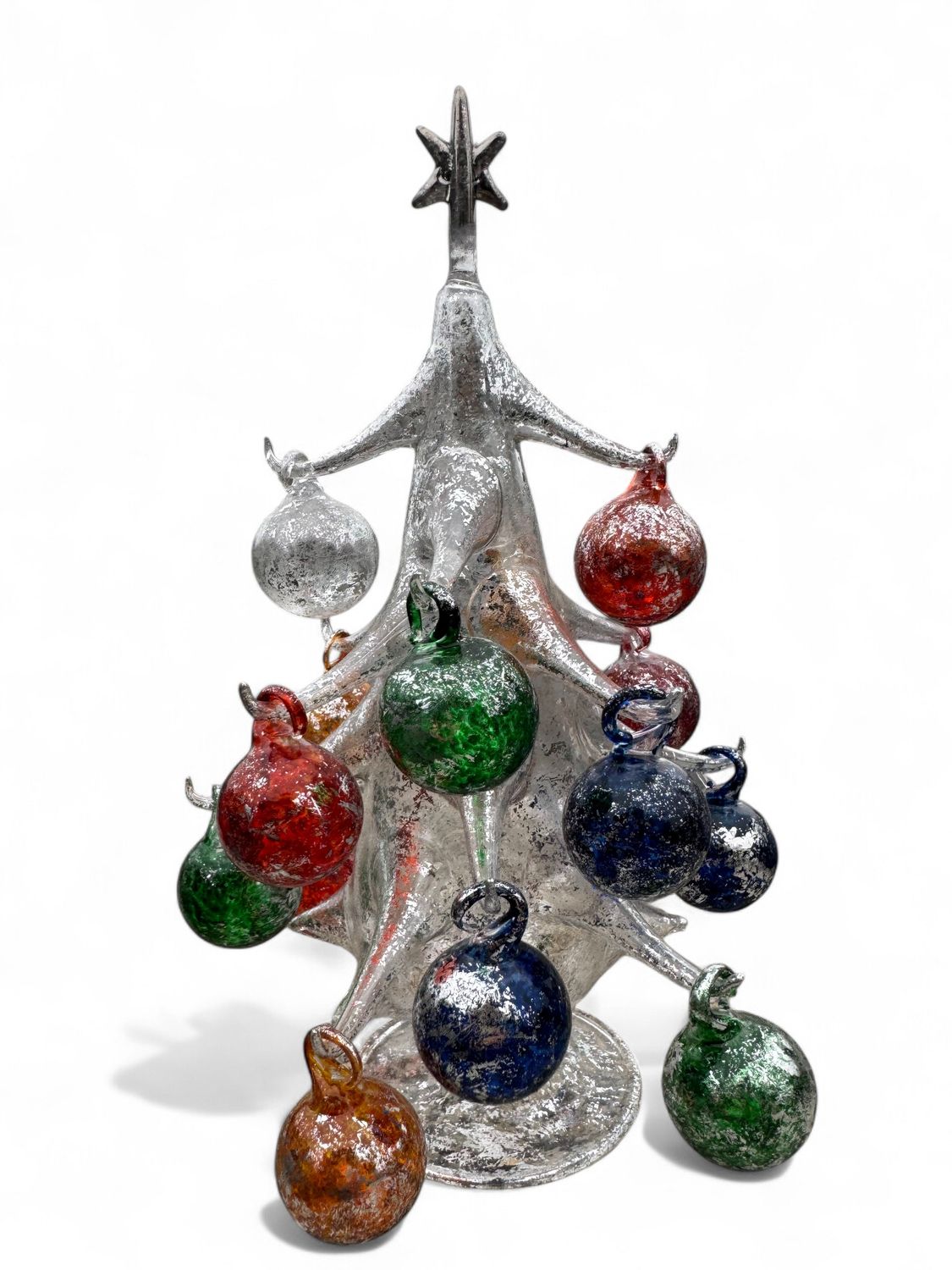 Hand-Blown Silver Glass Christmas Tree