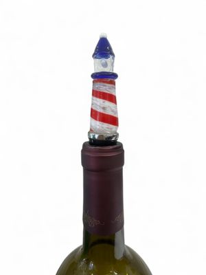 Hand-Blown Glass Lighthouse Wine Bottle Stopper