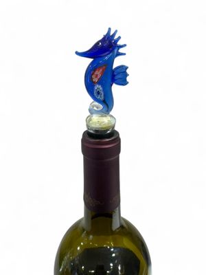 Hand-Blown Glass Seahorse Wine Stopper