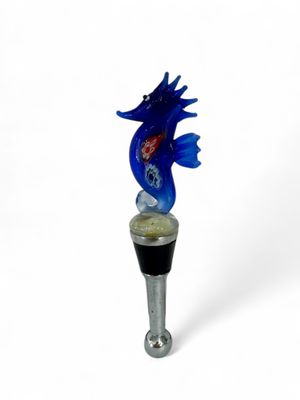 Hand-Blown Glass Seahorse Wine Stopper