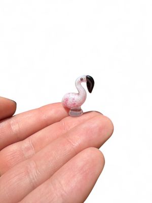 Mini Handblown Pink Glass Flamingo