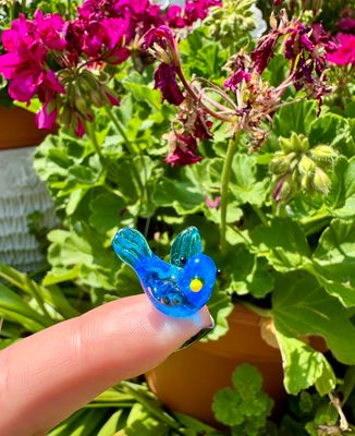 Mini Hand-Blown Glass Blue Bird