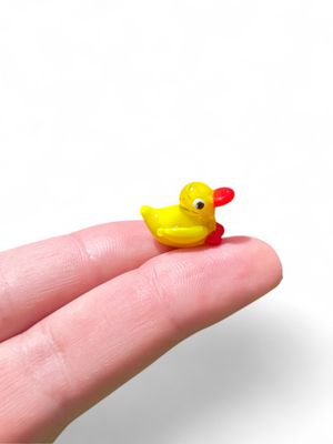 Mini Hand-Blown Yellow Glass Duck