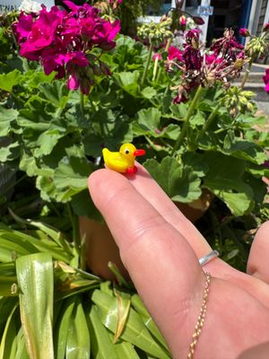 Mini Hand-Blown Yellow Glass Duck