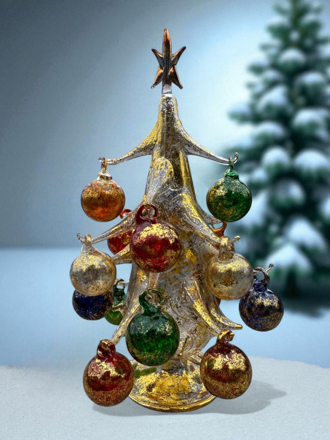Hand-Blown Gold Glass Christmas Tree