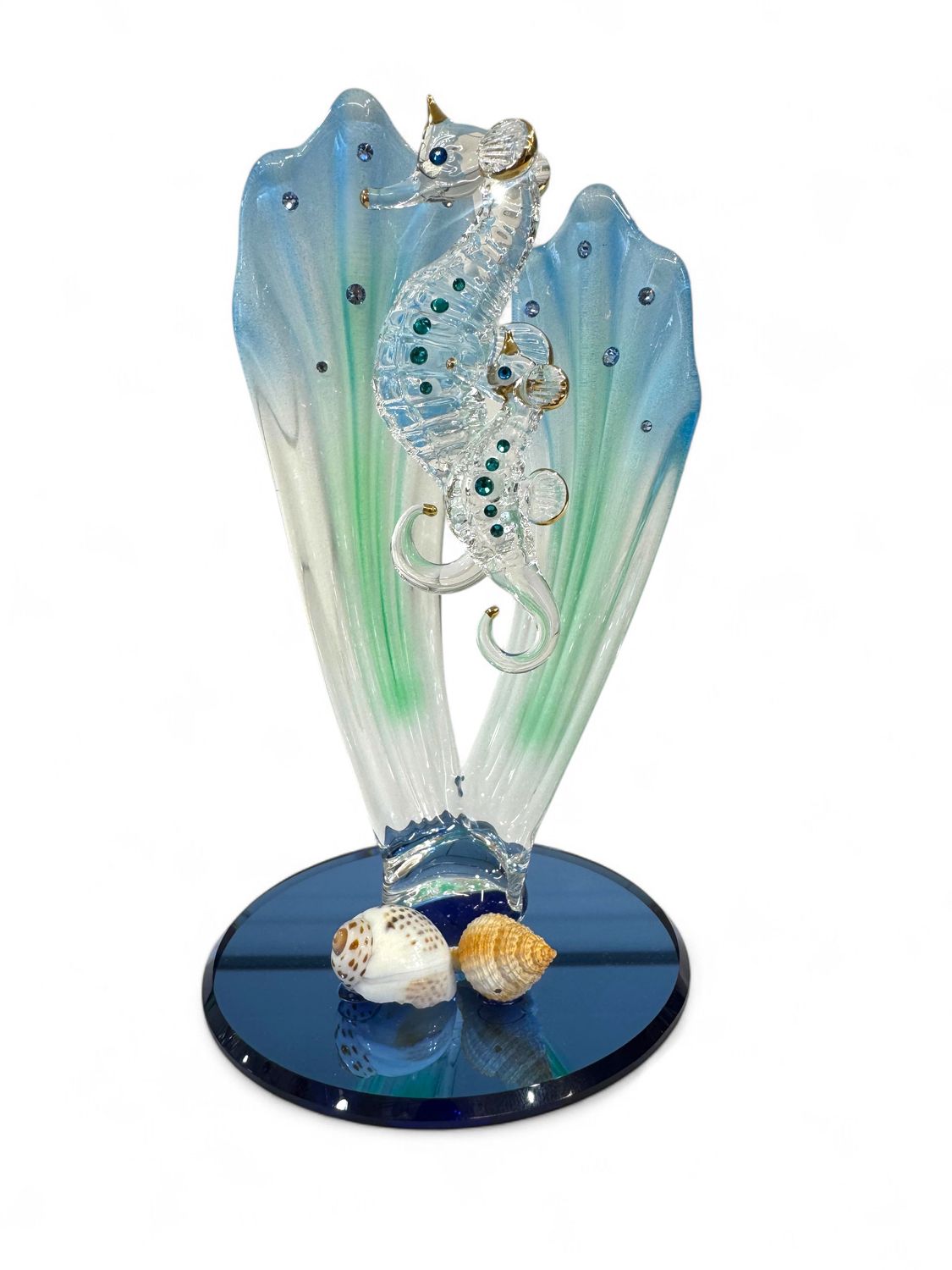 Hand Blown Glass Seahorse Sculpture | Ocean Décor
