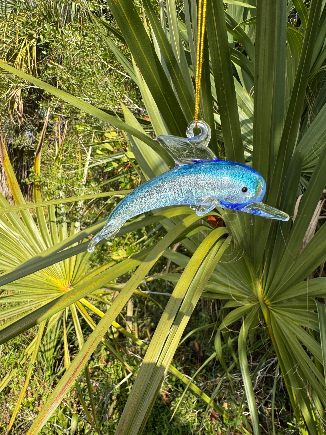 Hand-Blown Glass Dolphin Ornament