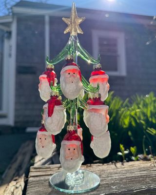Santa Head Glass Christmas Tree