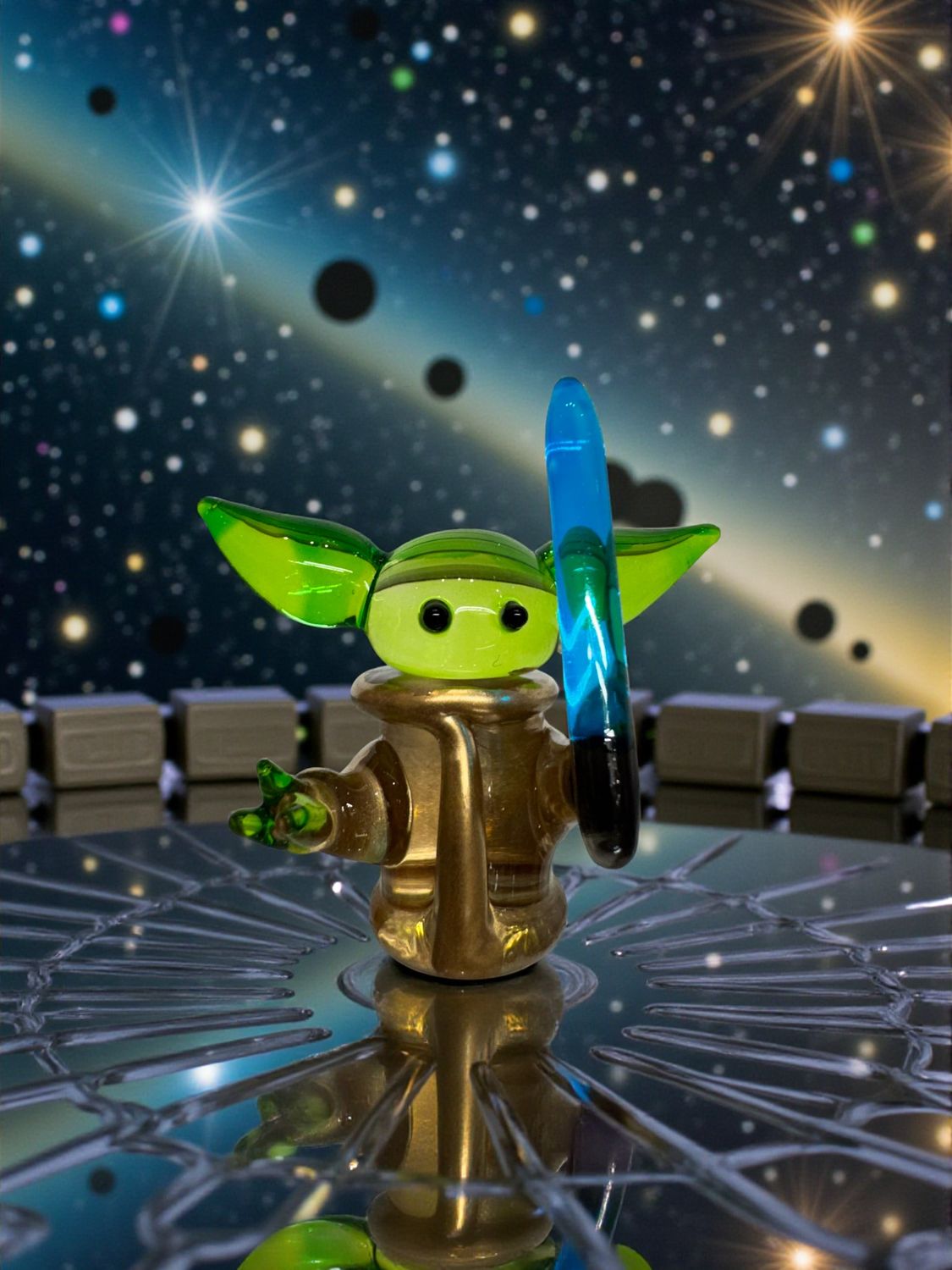 Hand-Blown Glass Baby Yoda Figurine