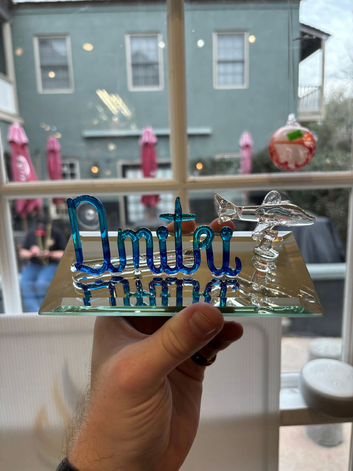 Custom Name in Glass with Airplane - Personalized Gift Custom Name in Glass with Airplane - Personalized Gift