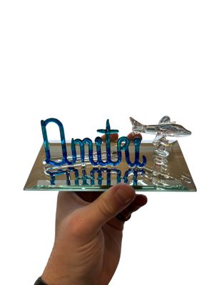Custom Name in Glass with Airplane - Personalized Gift