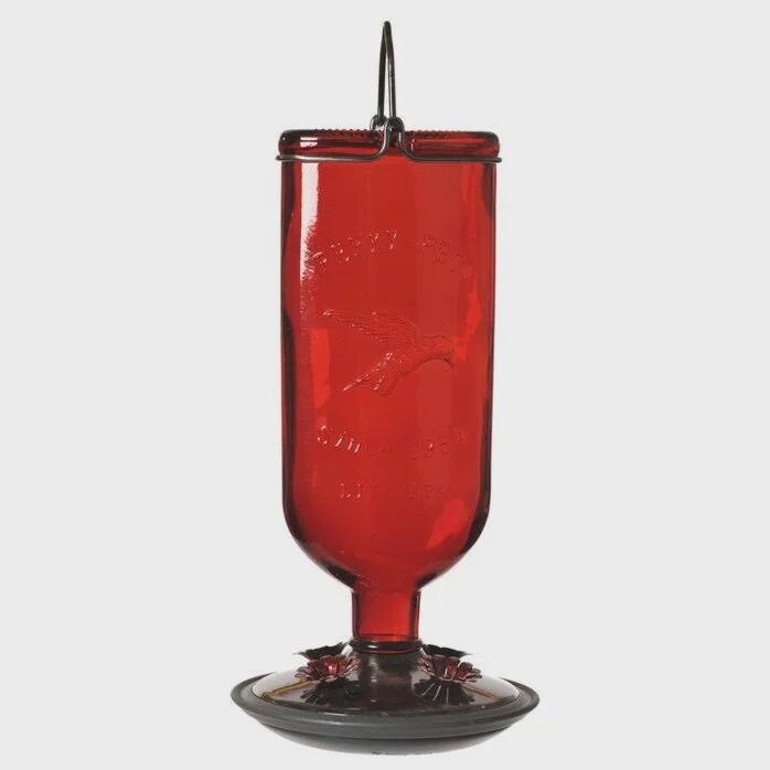 Red Antique Humming Bird  Feeder