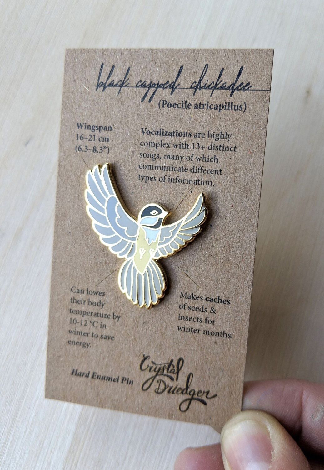 Chickadee in Flight Pin