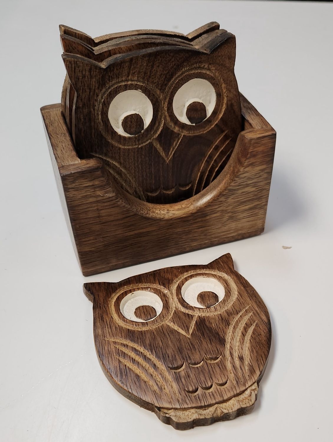 Mango Wood Owl Coasters