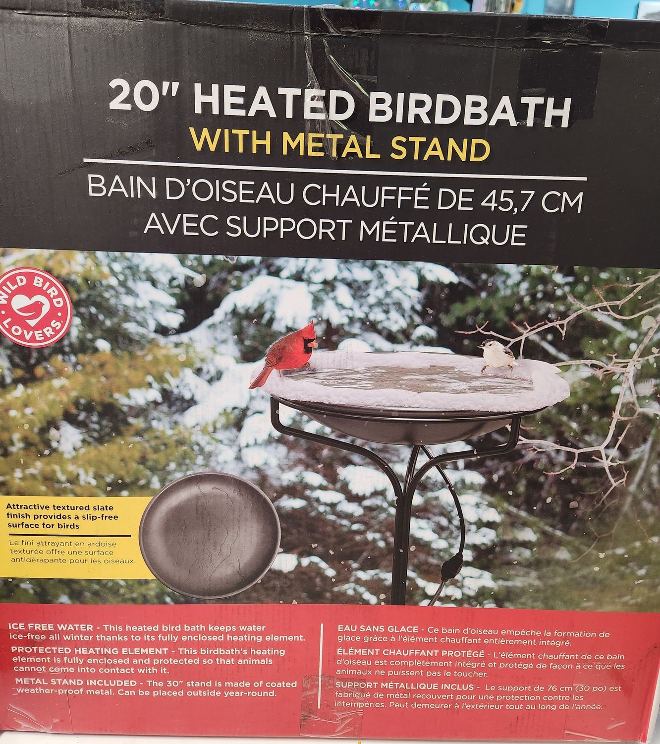 20&quot; Heated Bird Bath with Stand