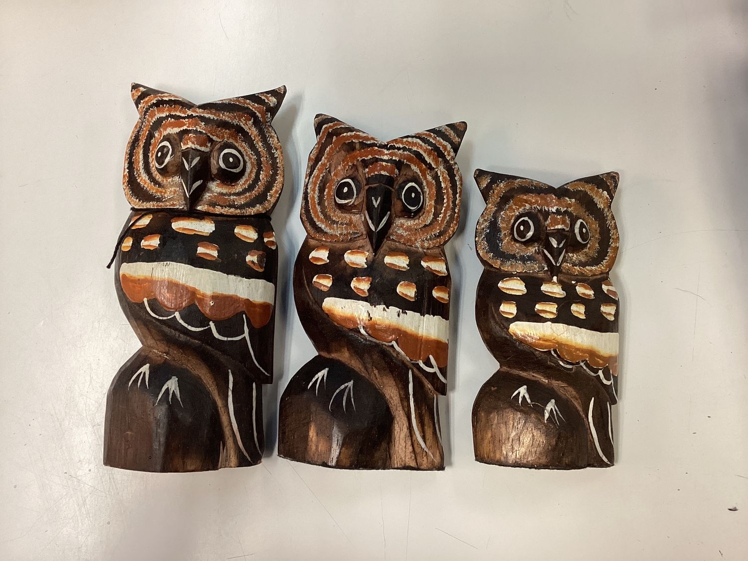 Wood Owl set- 3pcs-Amber