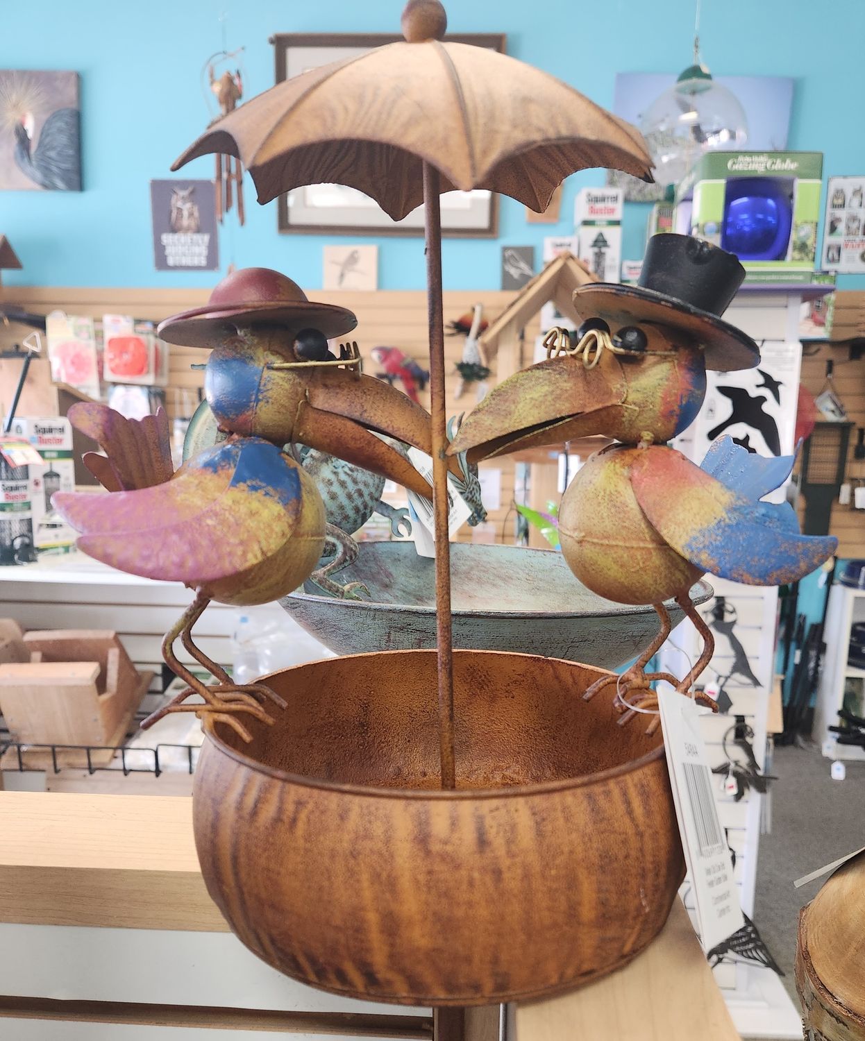 Two Old Crows Stake Bird Feeder