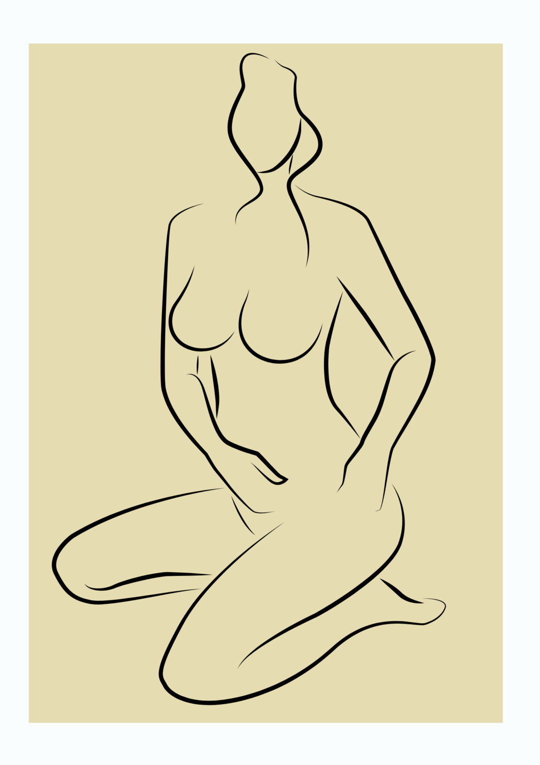 Line art woman front sitting