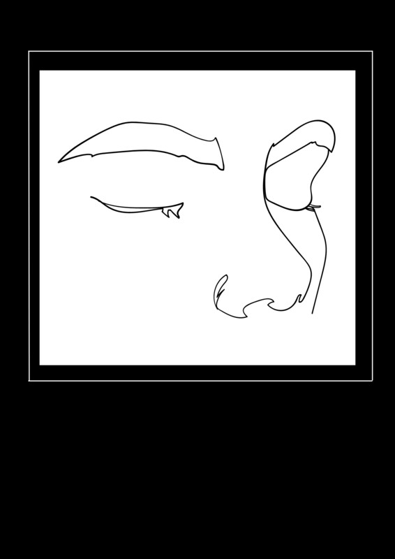 Woman&#39;s front profile line art