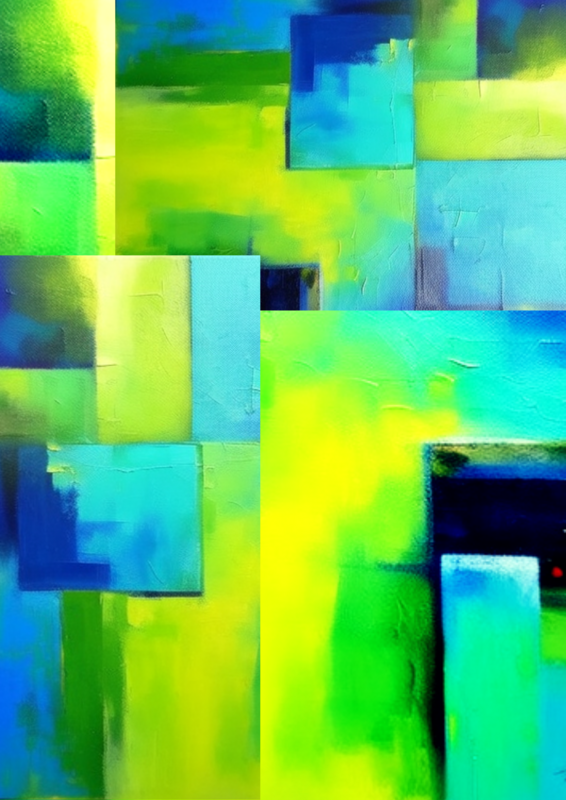 Abstract in blues and greens