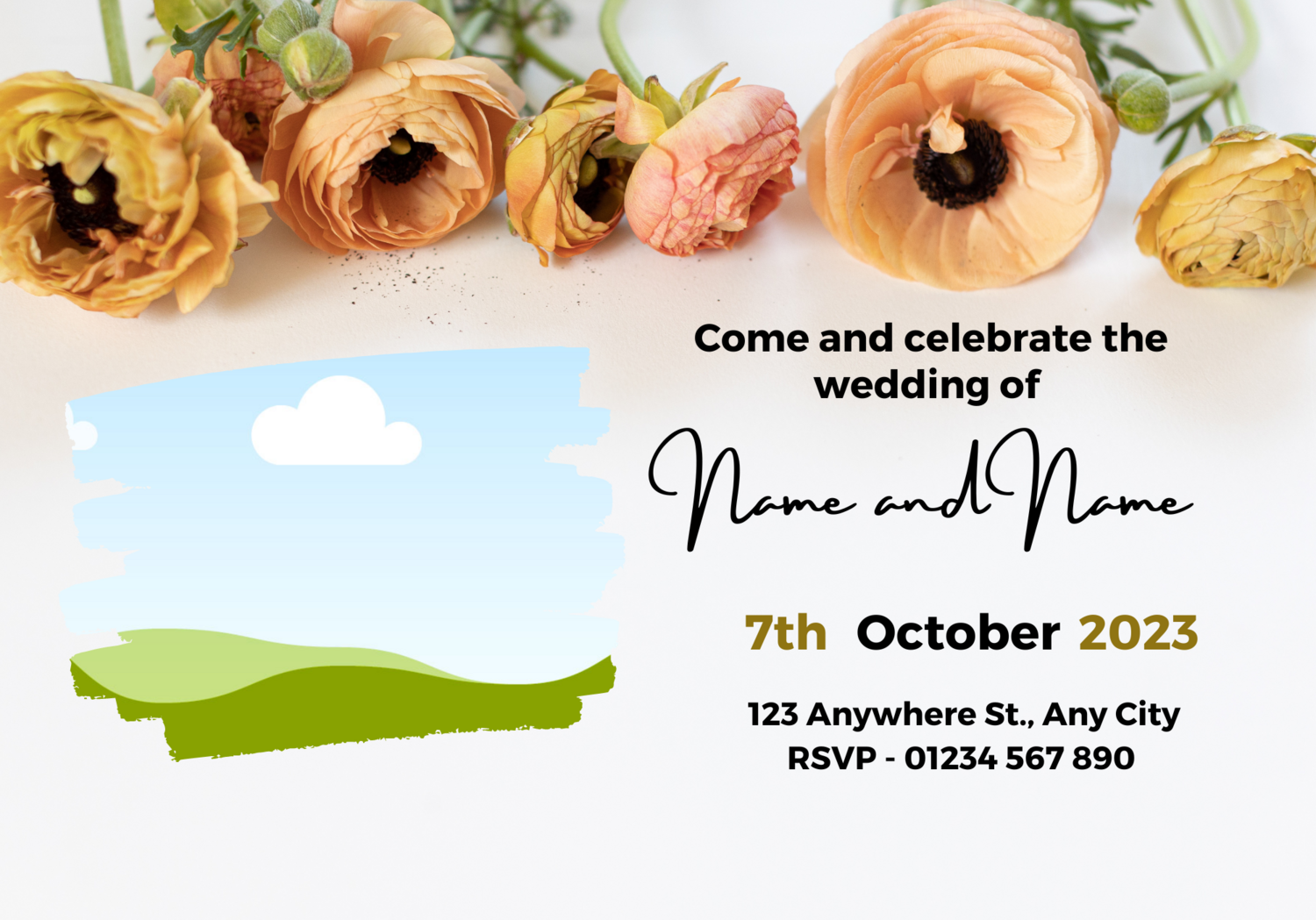 Floral Wedding Invitation with image