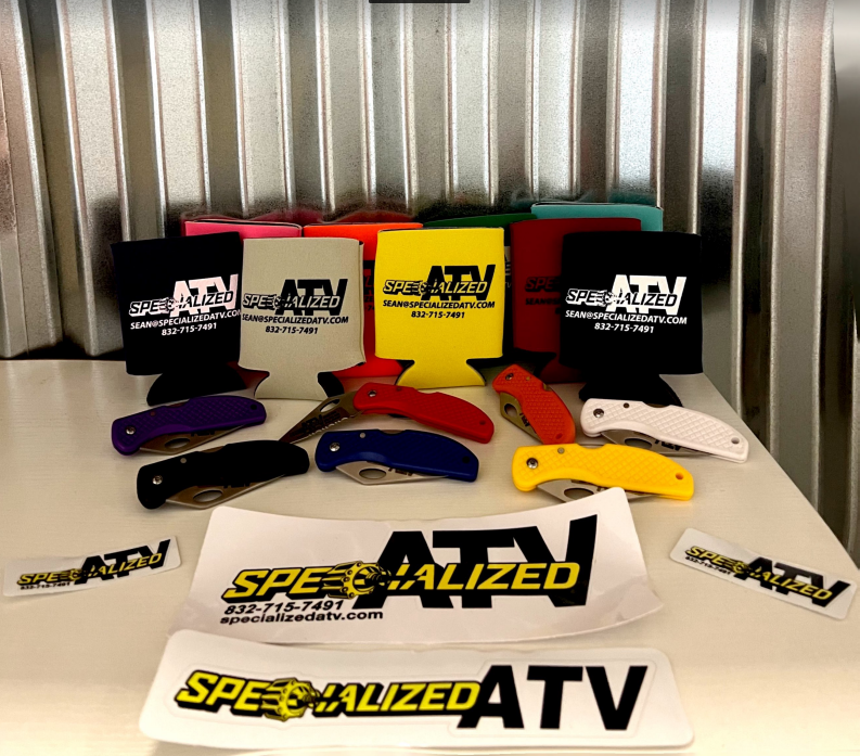 SPATV KOOZIES, KNIVES, STICKERS