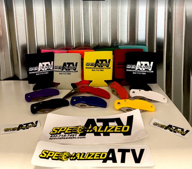 SPATV KOOZIES, KNIVES, STICKERS