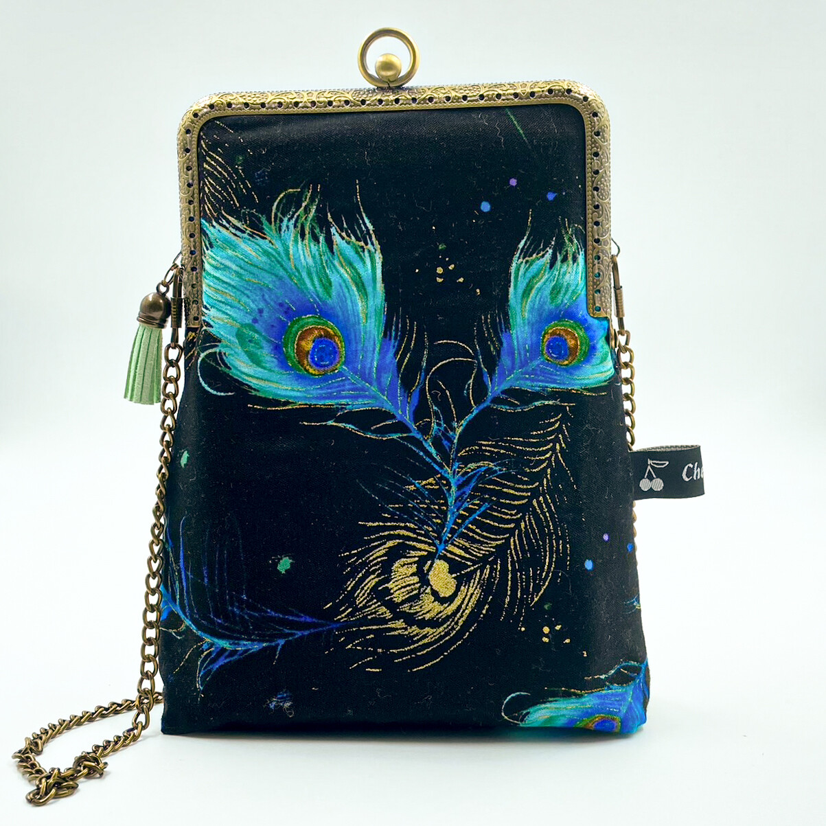 PETITE POCHETTE VINTAGE "PLUMES DE PAON"