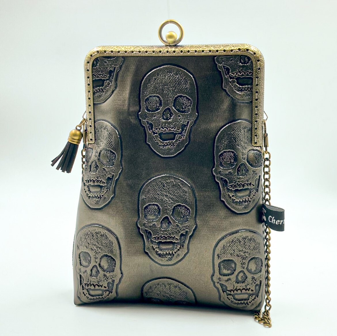 PETITE POCHETTE VINTAGE "TETE DE MORT CAFE"