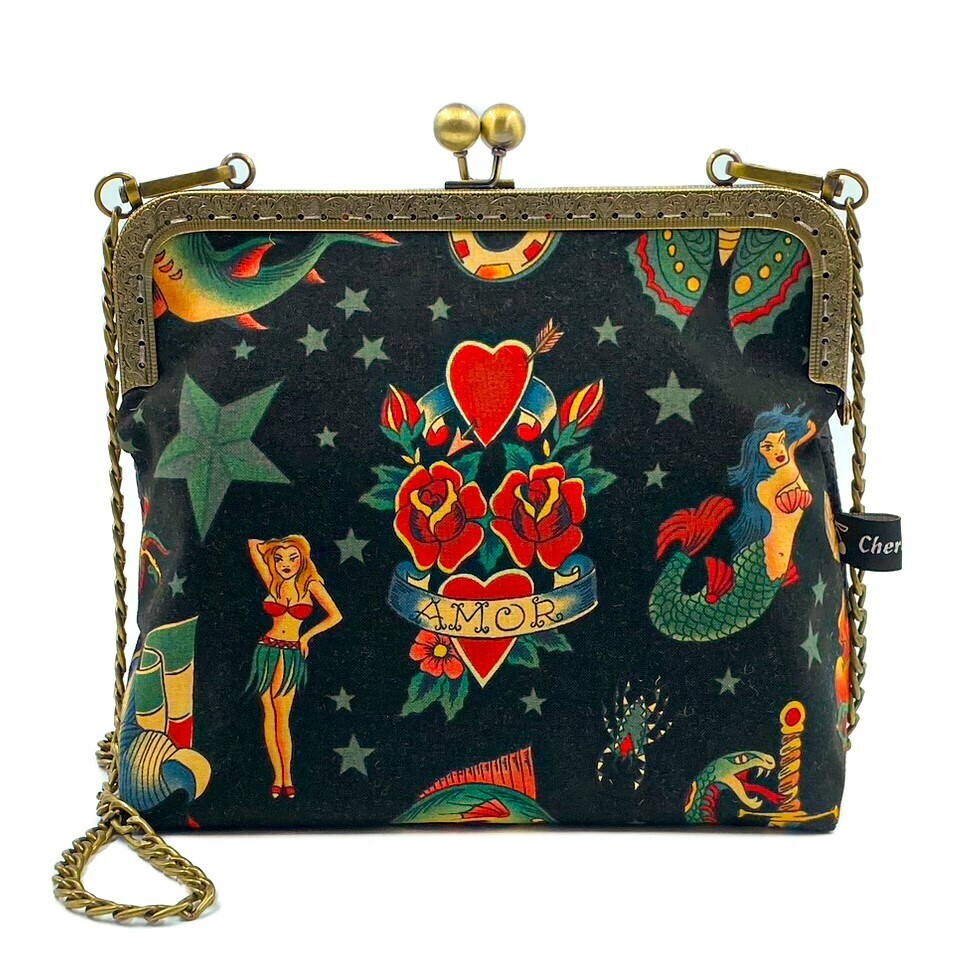 ​PETIT SAC A MAIN VINTAGE "TATTOO AMOR NOIR"