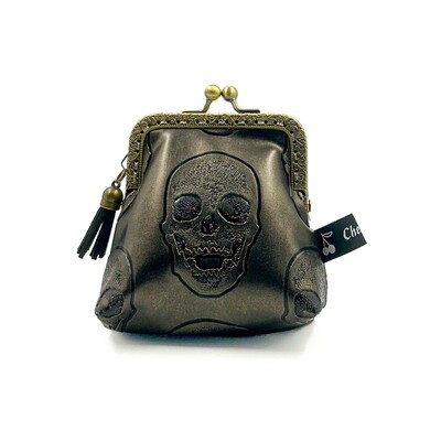​PORTE MONNAIE VINTAGE "TETE DE MORT CAFE "
