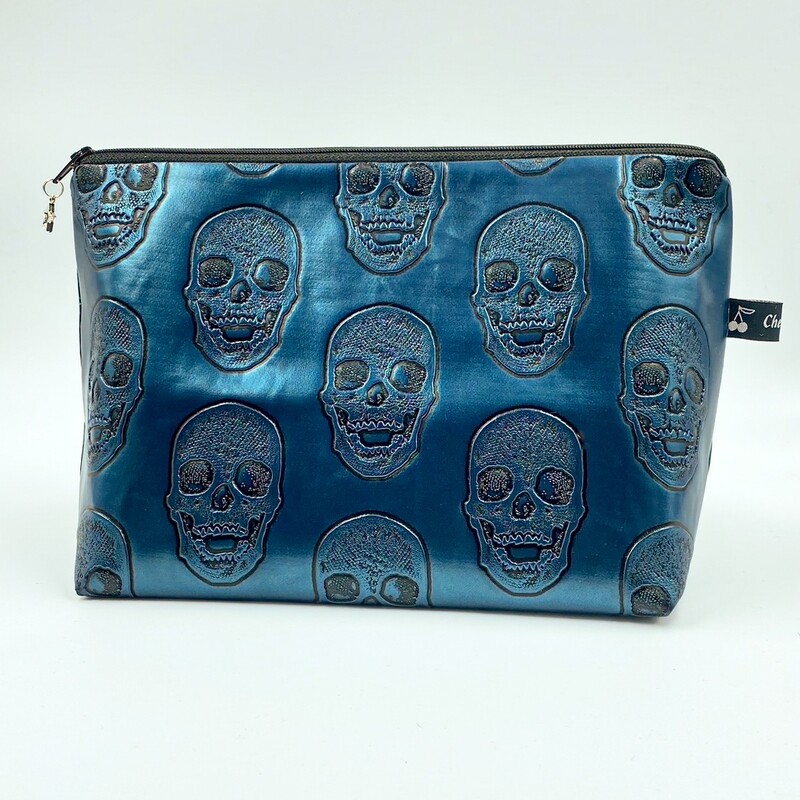 PETITE TROUSSE DE TOILETTE "TETE DE MORT BLEU"