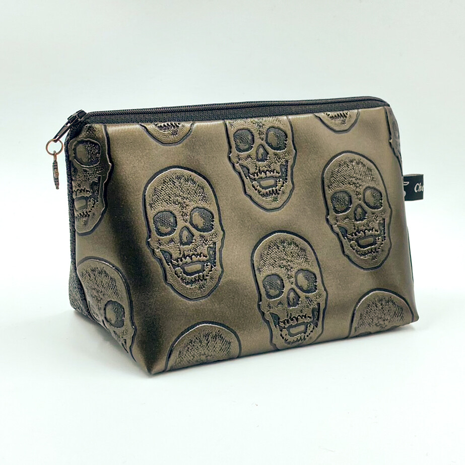 PETITE TROUSSE DE TOILETTE "TETE DE MORT CAFE"