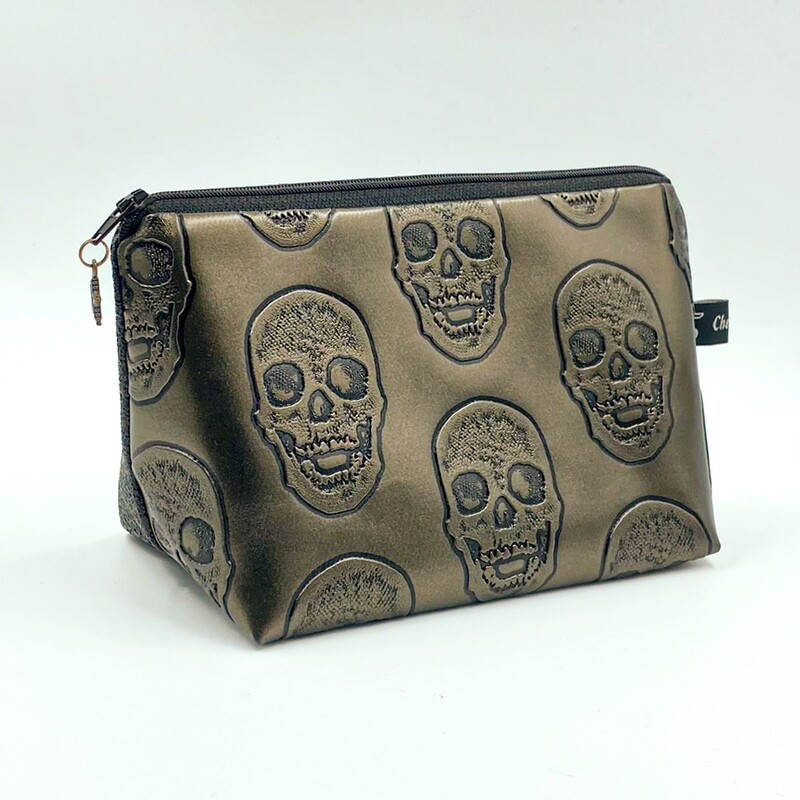 PETITE TROUSSE DE TOILETTE "TETE DE MORT CAFE"