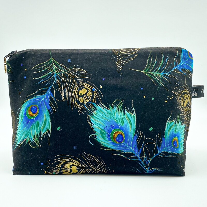 MOYENNE TROUSSE DE TOILETTE "PLUMES DE PAON"