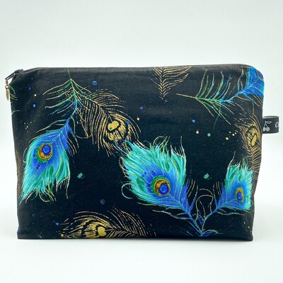 MOYENNE TROUSSE DE TOILETTE "PLUMES DE PAON"