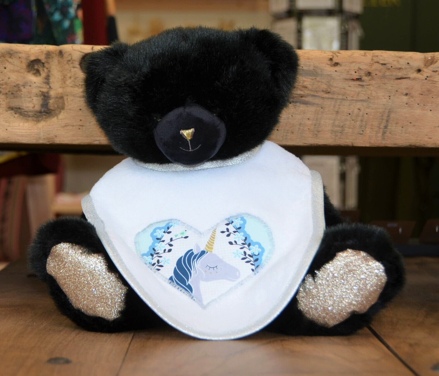 BAVOIR COEUR "LICORNE BLEU"