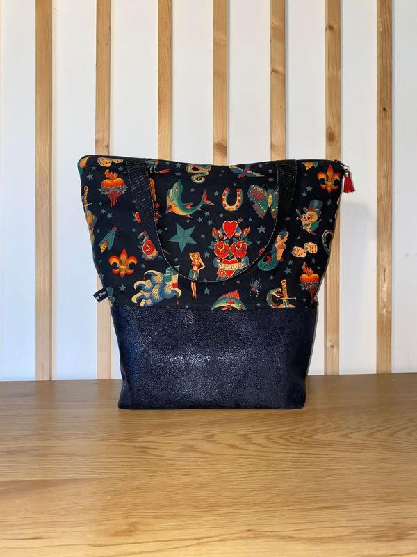 MAXI SAC - CABAS "TATTOO AMOR NOIR"