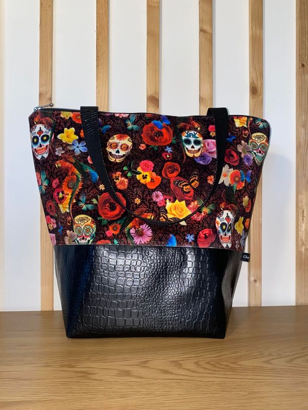 MAXI SAC - CABAS "SKULL VELOURS"