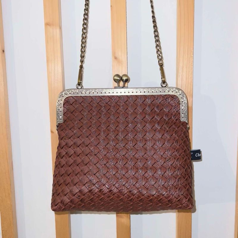 ​PETIT SAC A MAIN VINTAGE "TRESSÉ CAMEL ET NOIR"