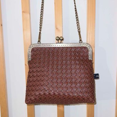 ​PETIT SAC A MAIN VINTAGE "TRESSÉ CAMEL ET NOIR"