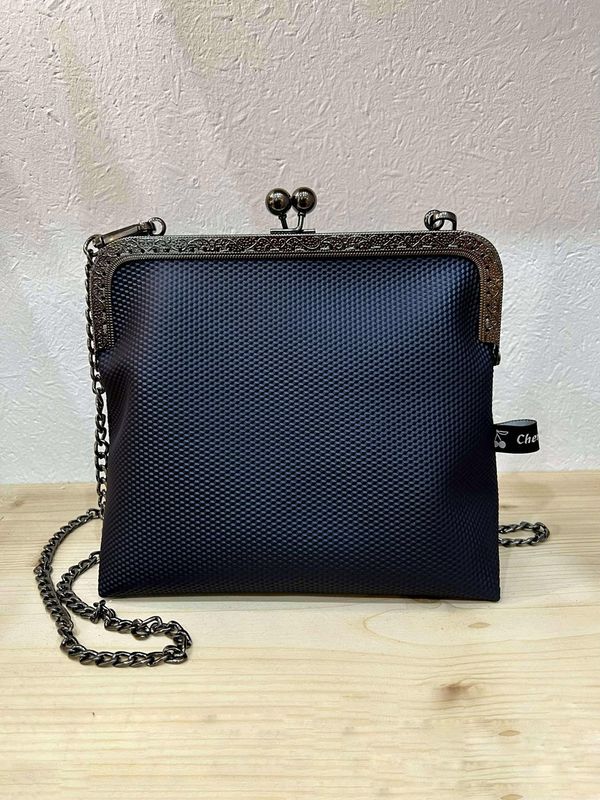 ​PETIT SAC A MAIN VINTAGE "BLEU METALLISÉ-NOIR PAILLETTES"