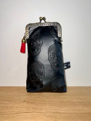 ETUI A LUNETTES VINTAGE "TETE DE MORT NOIR"