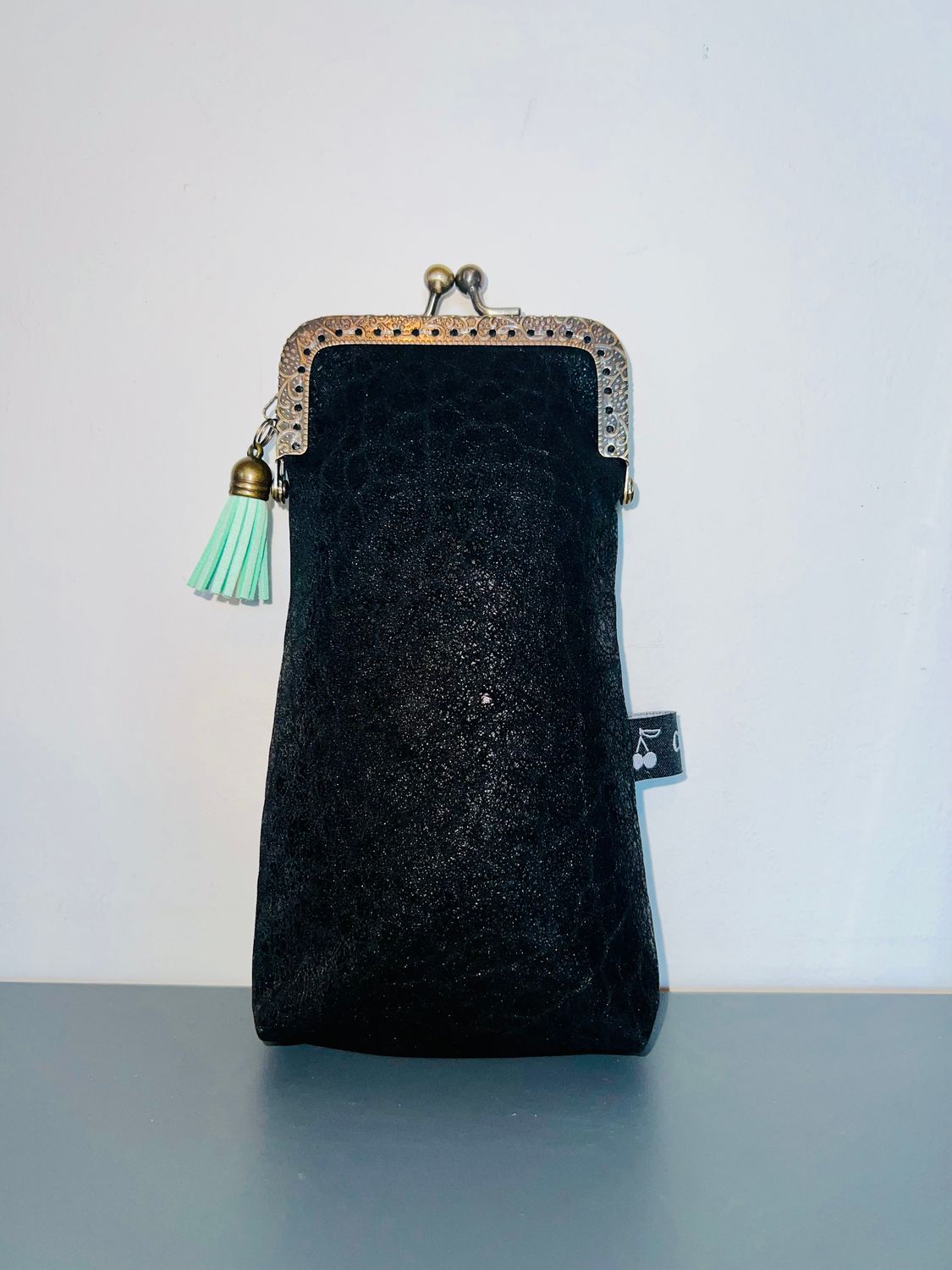 ETUI A LUNETTES VINTAGE "LÉOPARD NOIR"