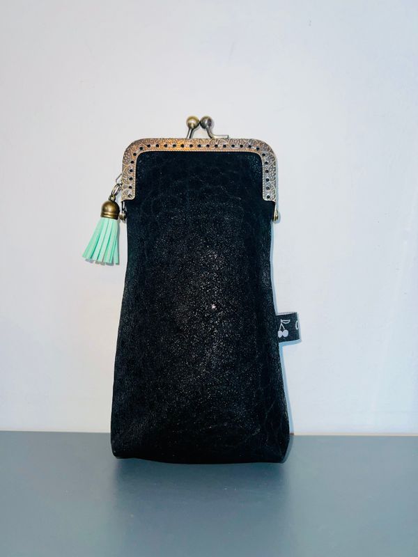 ETUI A LUNETTES VINTAGE "LÉOPARD NOIR"
