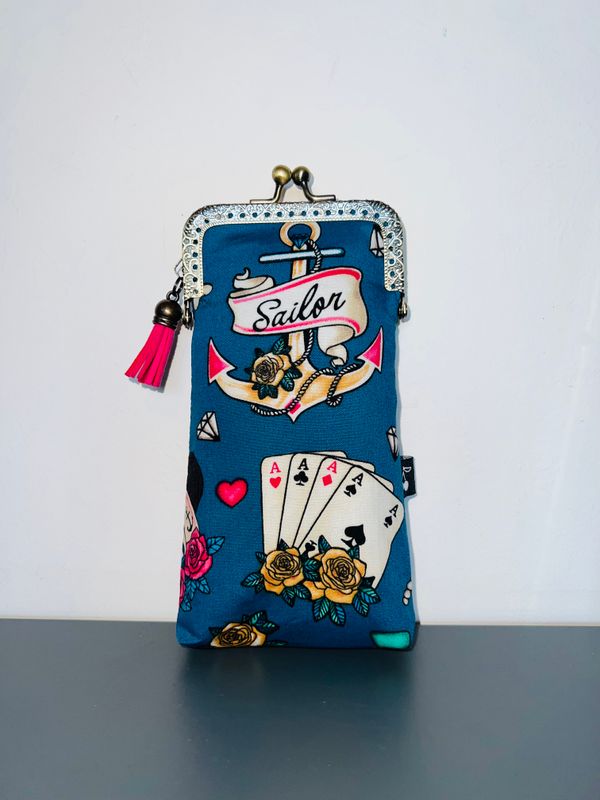 ETUI A LUNETTES VINTAGE "TATTOO SAILOR BLEU"
