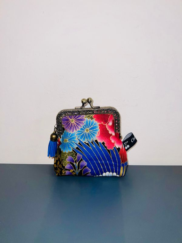 ​PORTE MONNAIE VINTAGE "PAON DORÉ BLEU"