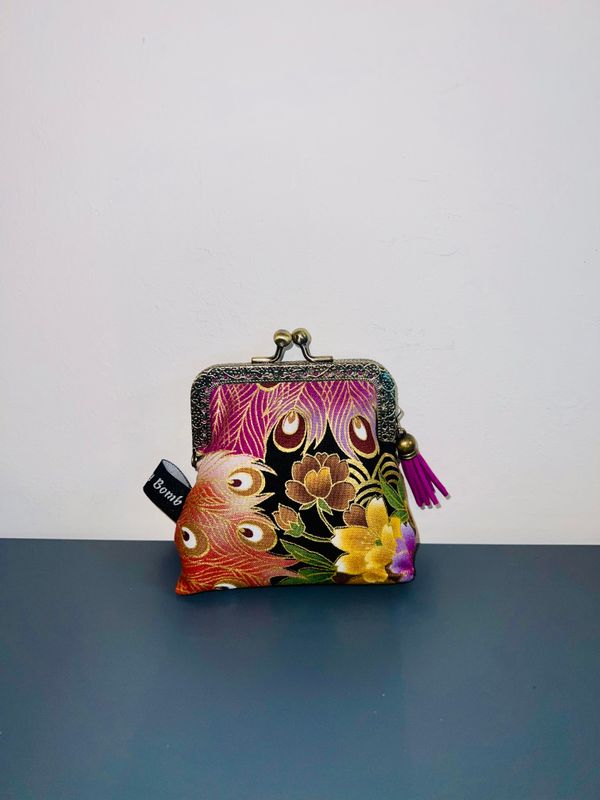 ​PORTE MONNAIE VINTAGE "PAON DORÉ MARRON"
